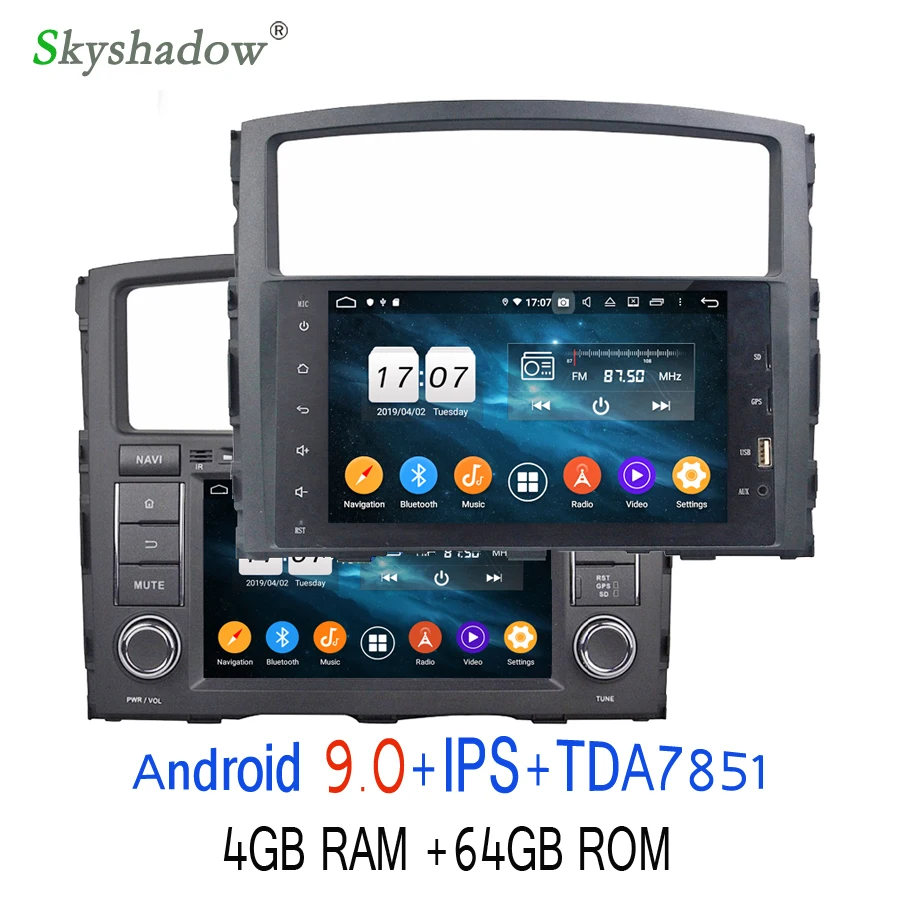 TDA7851 Android 9,0 для MITSUBISHI PAJERO 2006-2012 64 Гб rom автомобильный dvd-плеер gps ГЛОНАСС карта usb aux RDS радио wifi 4G Bluetooth