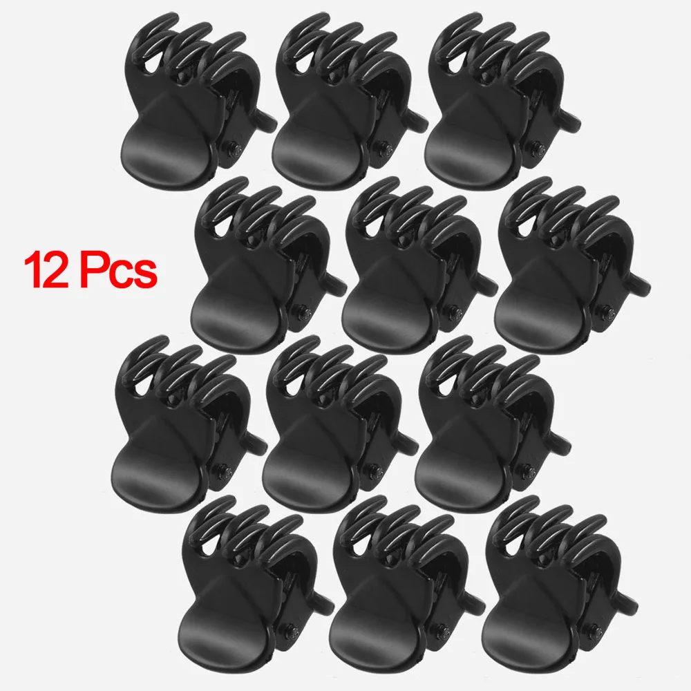 

12 Pcs Black Plastic Mini Hairpin 6 Claws Hair Clip Clamp for Ladies