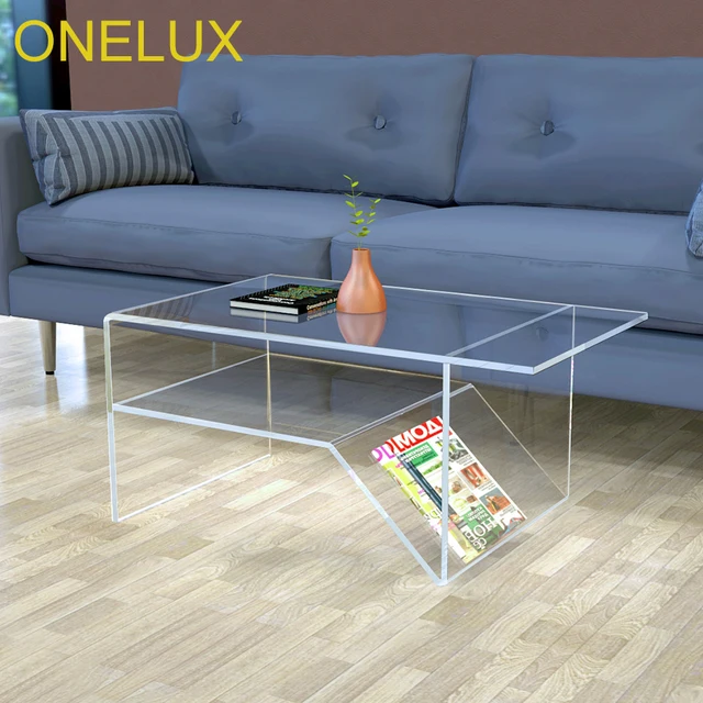 Waterfall Acrylic Coffee Table With Additional Shelf Lucite Living Waterfall Acrylic Coffee Table With Additional Shelf Lucite Living Room Tea Magazine Rack