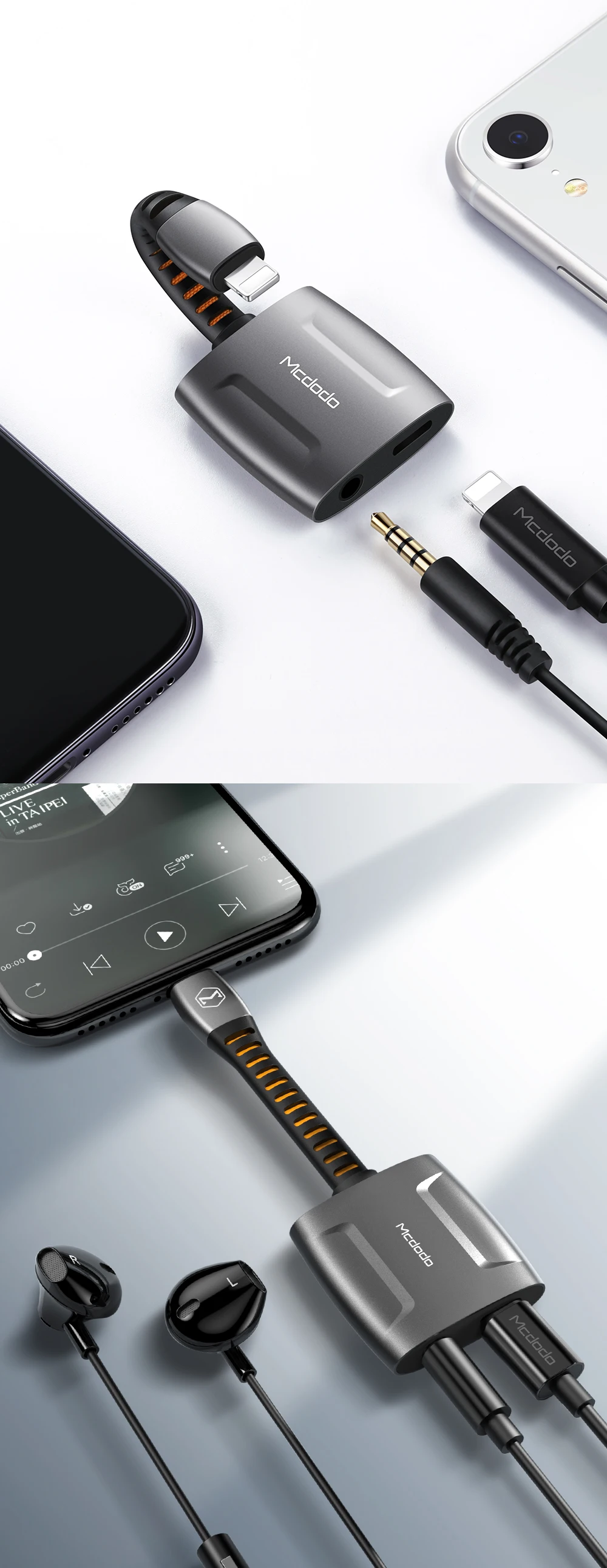 Mcdodo Aux аудио кабель адаптер вызова на 3,5 мм разъем аудио наушники конвертер для IPhone зарядное устройство адаптер OTG