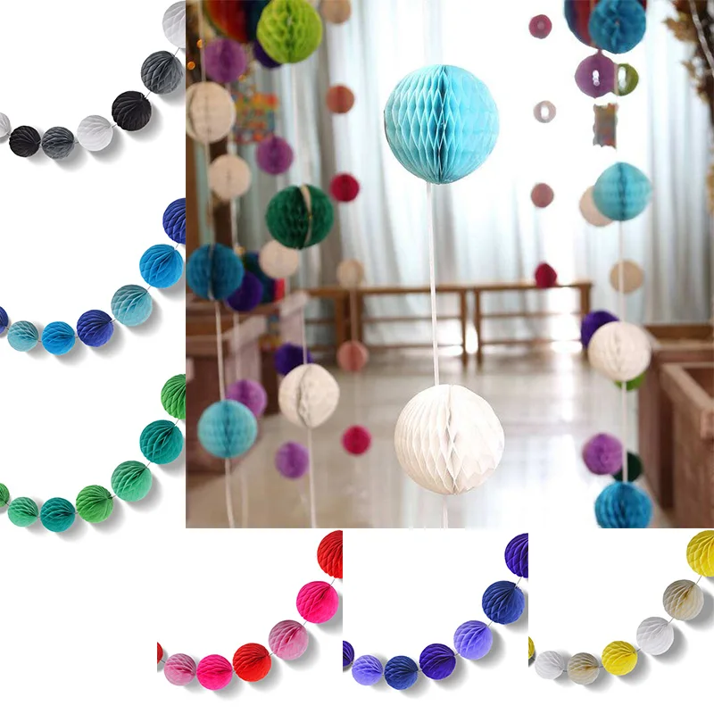 5cm 9pcs/set DIY Small Paper Honeycomb Ball With Rope Glue For Garlands Photo Backdrop Baby Shower Birthday Party Decoration 8z