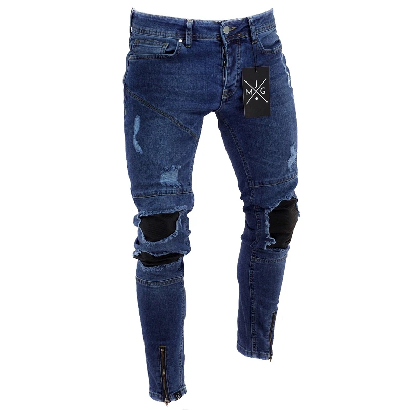 

2019 Ripped Jeans Summer New Men Distressed Hip Hop Denim Pants Trousers Men Stretch Jeans Pants Jeans