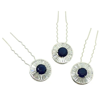 

3pc Paved Full Zircon Hair Pins Round Hairpin CZ Hair Pins Wedding Hair Accessories Bride Head Jewelry Pince Cheveux WIGO1258B