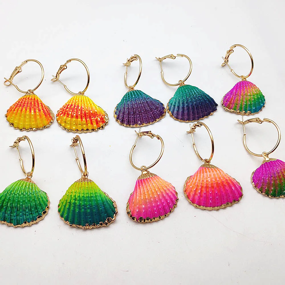 

Fashion Jewelry Exaggerated Natural Shell Pendant Earrings Gold Geometric Earrings Hoop Earrings for Women Wedding Jewelry W718