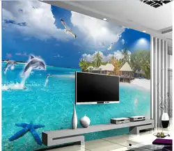 Пользовательские фото конструкции 3D комнаты росписи обоев Нетканые murales де сравнению europeandolphin Bay море пляж Wallpape для стен 3 D