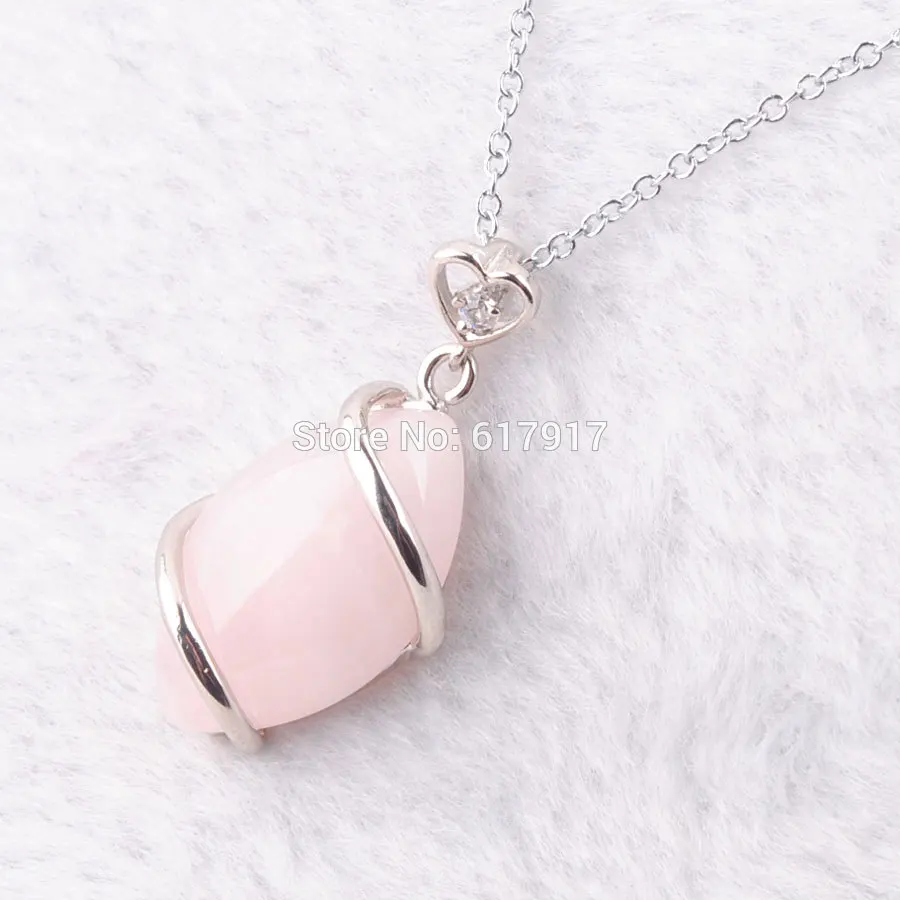 Pendant Chain RONGZUAN ожерелье и подвеска из натурального розового кварца в форме глаза лошади из бисера рейки, чакра, ожерелье с подвеской, ювелирные изделия TN3242 - Окраска металла: Pendant Chain