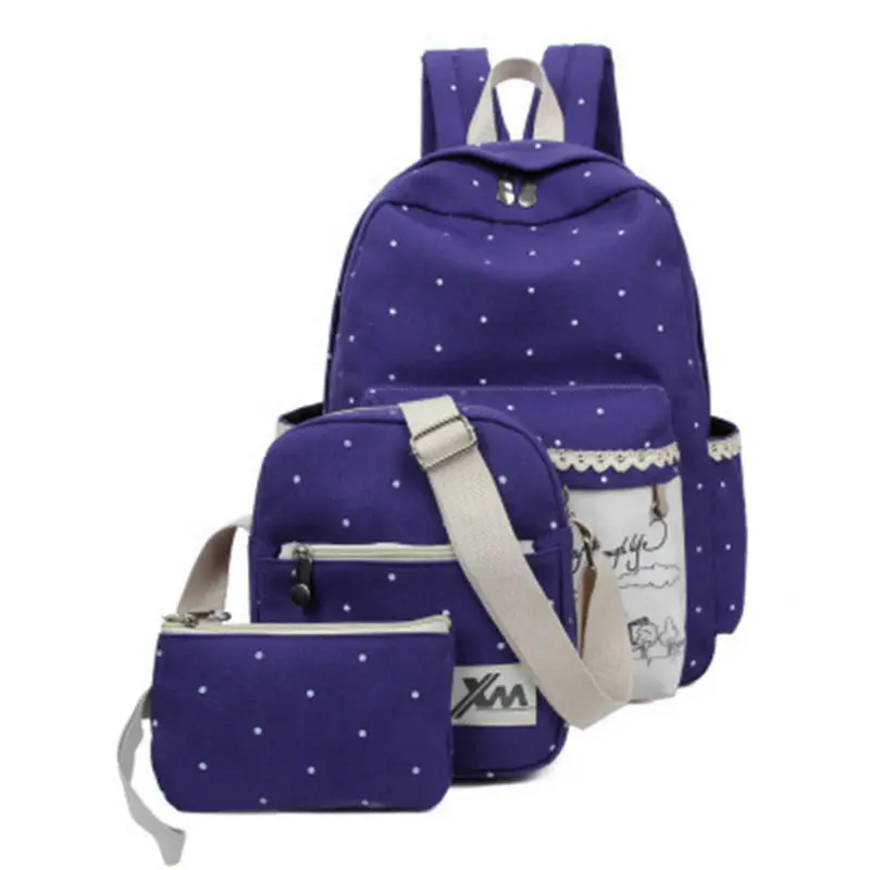Wave point Canvas Shoulder Bag three piece set (8)