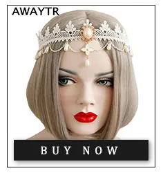 AWAYTR, женская свадебная кружевная головная повязка с короной, новинка, элегантные натуральные жемчужные вязанные регулируемые повязки для волос, головные уборы для девочек