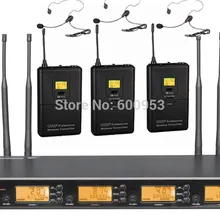 Профессиональный 3 гарнитура и 1 ручной 4X100 каналов UHF Беспроводной караоке микрофон Системы