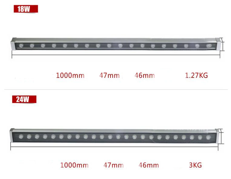 18 Вт 24 Вт открытый высокомощный водонепроницаемый светодиодный настенный светильник 110 В 220 В 1 м RGB светодиодный полосковый волновод настенный светильник 2 шт