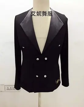 

New men's latin dance costumes senior velvet long sleeves latin dance shirt for men's latin dance shirts S-4XL