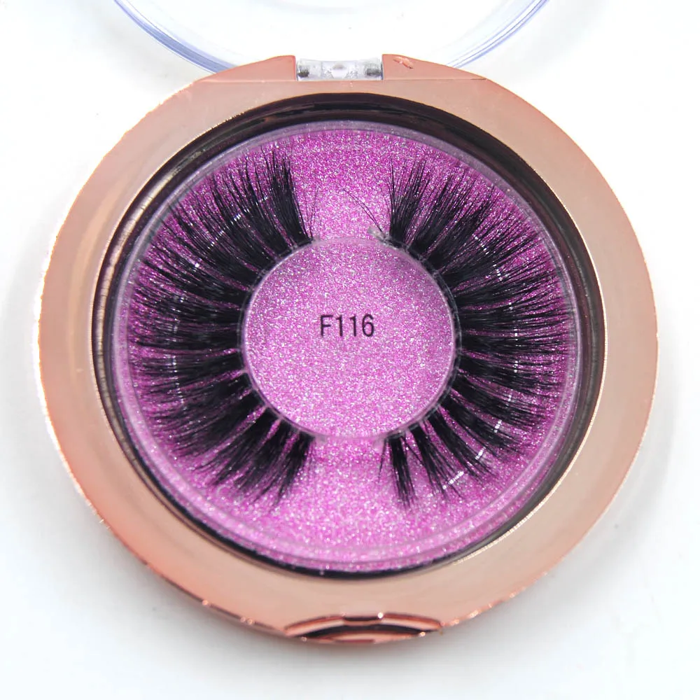 

1pc 3D mink eyelashes with circular gold box customize logo bridesmaid eye makeup wedding party prom sisters false eyelash tool