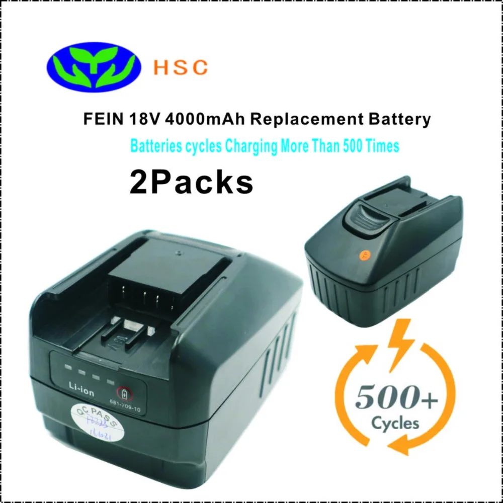 

2PCS 4000mAh 18650 battery pack FEI18A Li-ion Battery 18V Replacement FEIN 18V Battery B18A 165.01Battery pack 18V