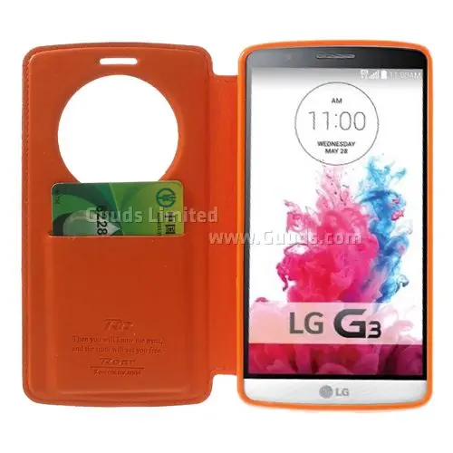 Roar Korea Noble Quick Circle Leather Flip Cover for LG G3 D850 D855 LS990 - Orange