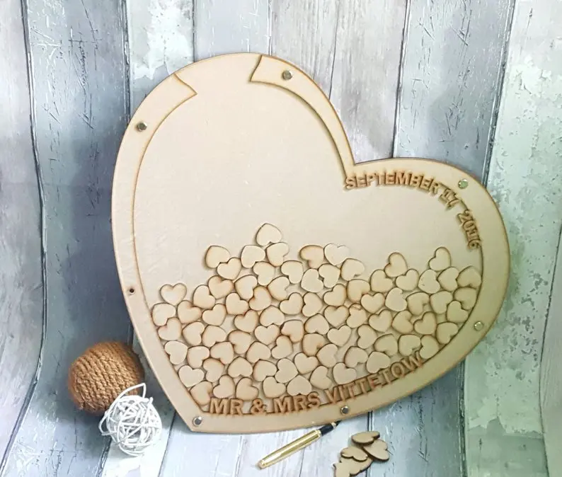 

Heart Drop box message, wedding message book, wooden heart wedding message, Drop Box message, Heart Sign a Heart