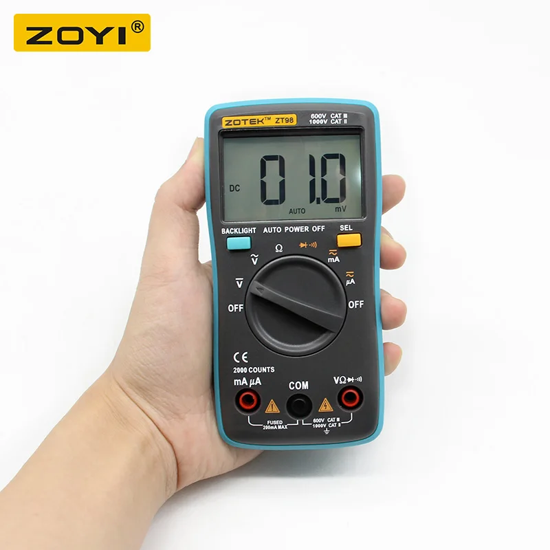 

ZOYI ZT98 Handheld Professional Digital Multimeter Data Hold True RMS AC/DC Voltage Diode Test Instrument with Backlight