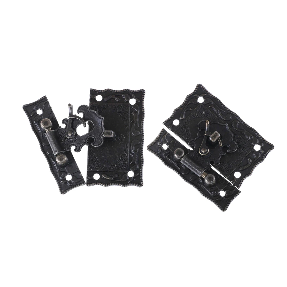 2Pcs/set Jewelry Box Hasp Latch Lock Decorative Hasp Antique Bronze