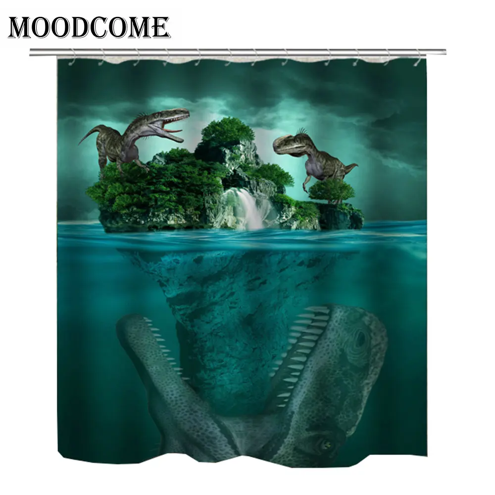 

small island dinosaur shower curtain ocean waterproof curtains for bathroom holiday gift kids shower curtain