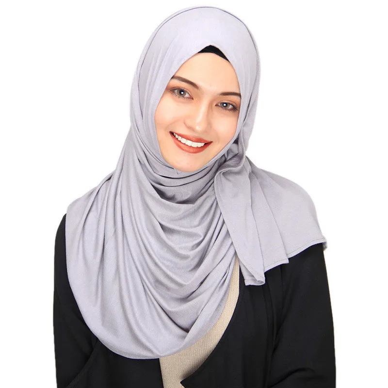 Женский простой мгновенный шарф из хлопкового трикотажа хиджаб и шали из фуляра femme мусульманский хиджаб магазин готов носить головной платок