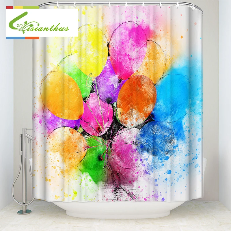 Waterproof Shower Curtain Polyester Fabric Bath Curtain Printing Washable Home Bath Decor Curtains With 12 Hooks