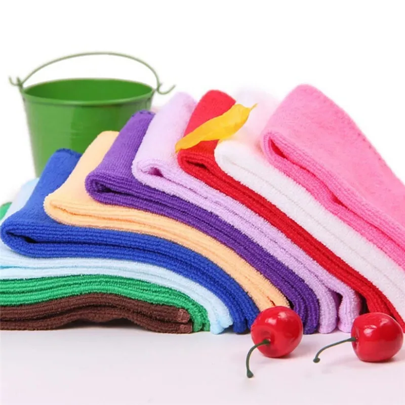 5 шт./лот, квадратное мягкое очищающее полотенце из микрофибры, впитывающая ткань для мытья автомобиля, для дома, ванной, кухни, полотенце s