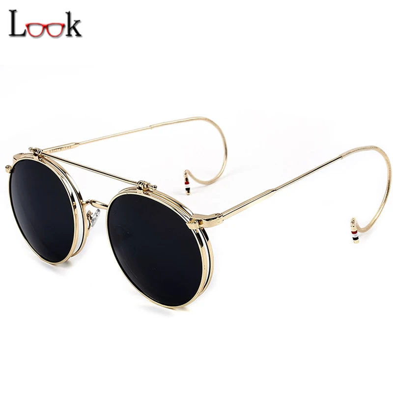 Hot Sale 2017 Vintage Round Sunglasses Metal Steampunk Goggles Retro Sun Glasses For Women Men Brand