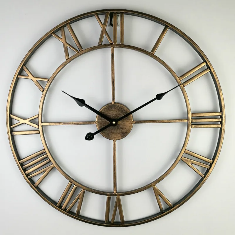 

80CM North Europe Brief Creative Wall clock Roman numerals retro Iron Watches Antique Klok Wedding decorations Wall clocks