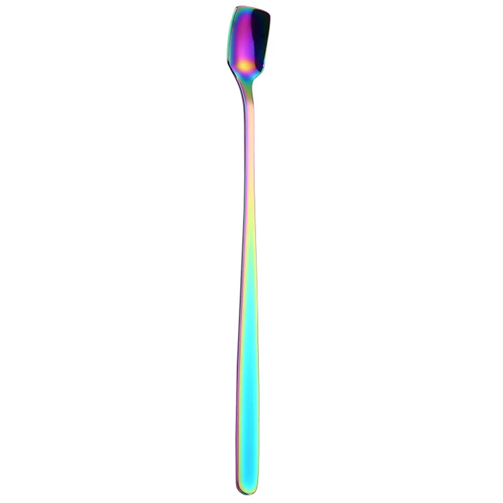 ISHOWTIENDA 1 шт. цветная ложка с длинной ручкой столовые приборы кофейные питьевые Инструменты кухонный гаджет яркий острый длинная ручка 0113 - Цвет: D