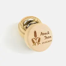 Персонализированные Свадебные/на День Валентина, обручальное деревянное кольцо шкатулка, пользовательское имя и дата пары с деревенским кольцом держатель коробки