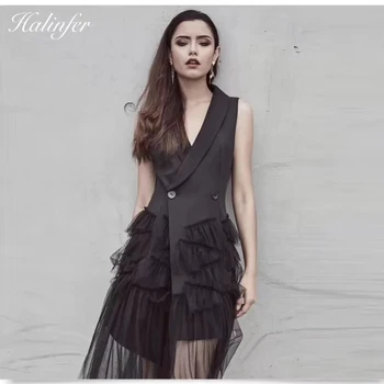 

Halinfer 2018 New summer women dress office lady V-Neck