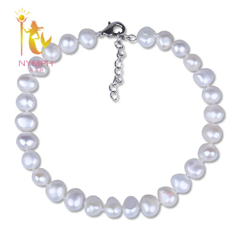

[NYMPH]Baroque Pearl Anklets Natural Freshwater Pearl Jewelry Fashion 8-9mm Trendy Gift For Party [F209]