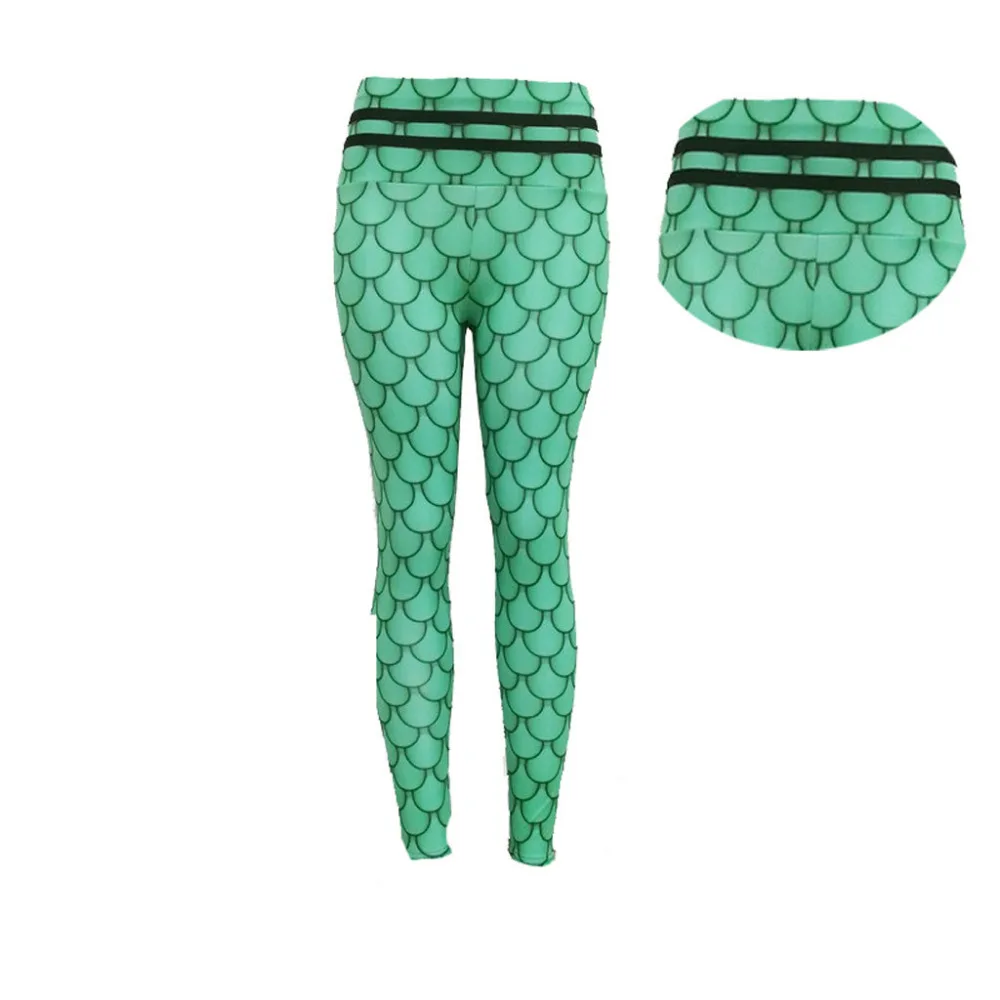 2019 yoga pants leggings Woman Green Print Fitness Yoga Pants High Waist Bottoming Sports Fitness Pants Elastic sportswear 40M17 (10)