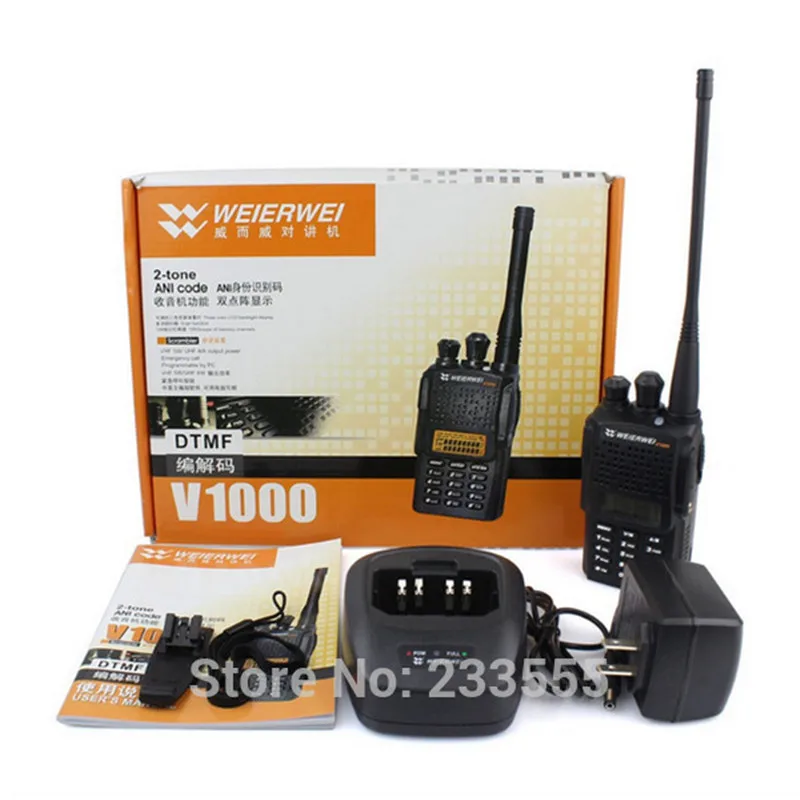 Новый WEIERWEI V1000 рация VHF/UHF 136-174 мГц/400-470 мГц 5 Вт 128 CH скремблер двусторонней радиосвязи