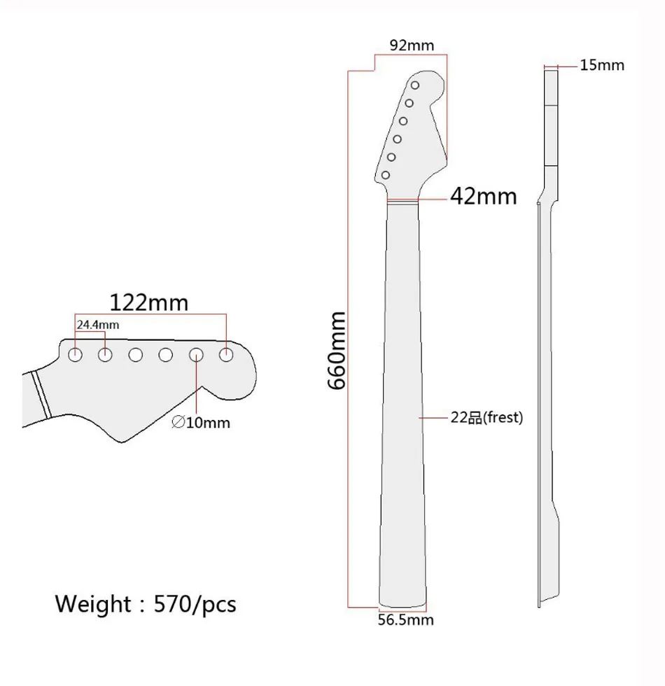 22 лада палисандр гриф Электрогитара шеи для 6 струн гитары аксессуары