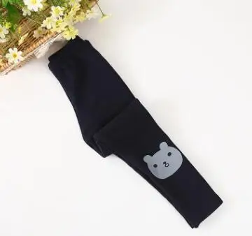 bear navy blue Плюс кашемир зимние теплые леггинсы для Обувь для девочек с милым принтом тонкий мягкий Высокая Талия Длинные штаны леггинсы Infantil Para Menina - Цвет: bear navy blue