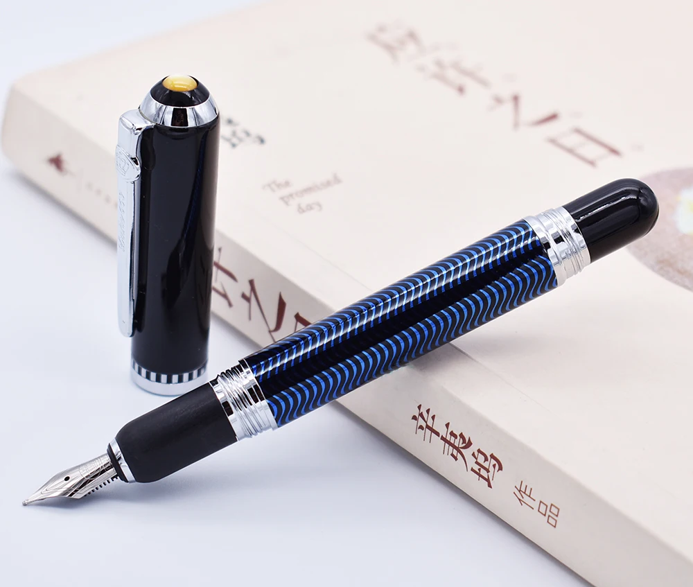 

Duke 669 Fountain Pen , Beautiful Blue Ripple Pattern Medium Nib 0.7mm Writing Pen Business , Office , Home Supplies