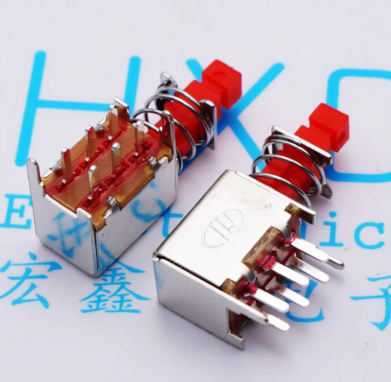 10 шт. автоматическая блокировка Uni-Direction PCB кнопочный выключатель Switch DPDT 6 Pin |