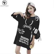 Летние Для женщин Одежда корейский печать с коротким рукавом Футболка Для женщин Свободные Большие размеры Модные топы Женский Street style футболка LGP375