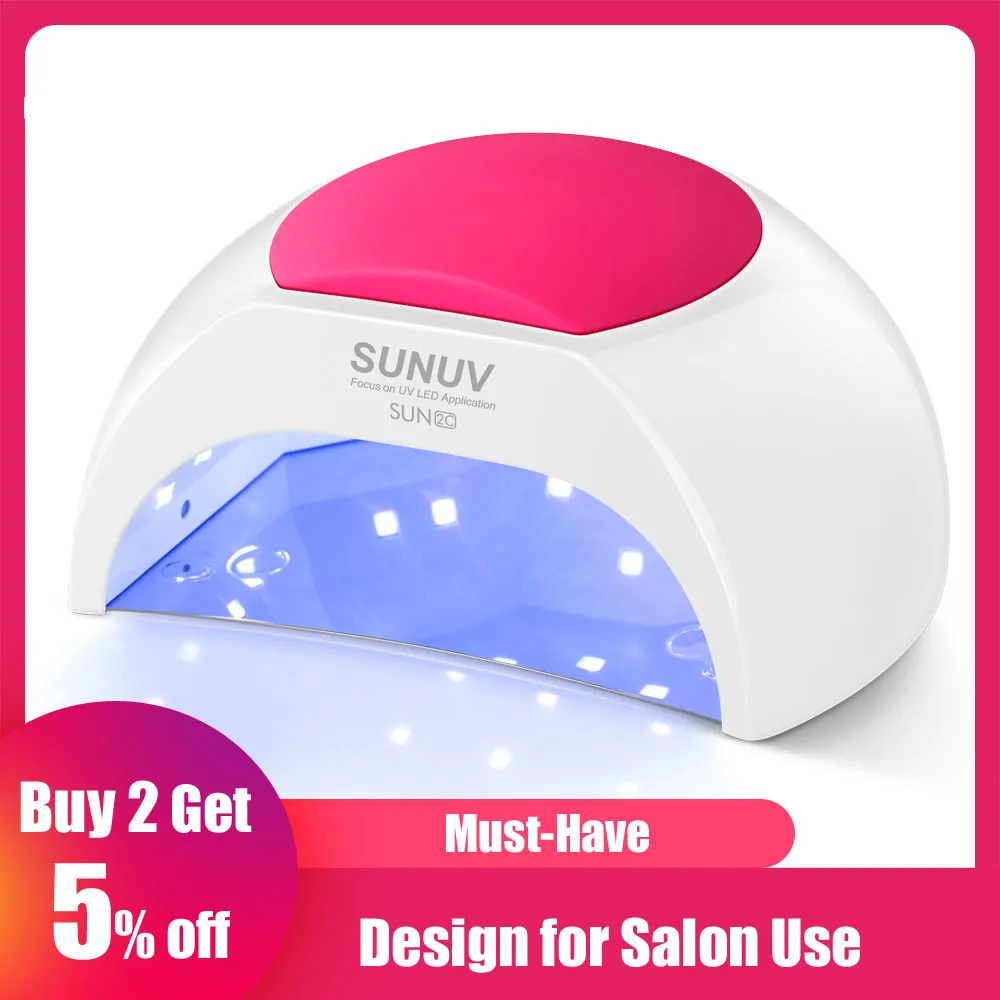 

SUN2C 48W Nail Lamp UV Lamp SUN2 Nail Dryer for UVLED Gel Nail Dryer Infrared Sensor with Rose Silicone Pad Salon Use