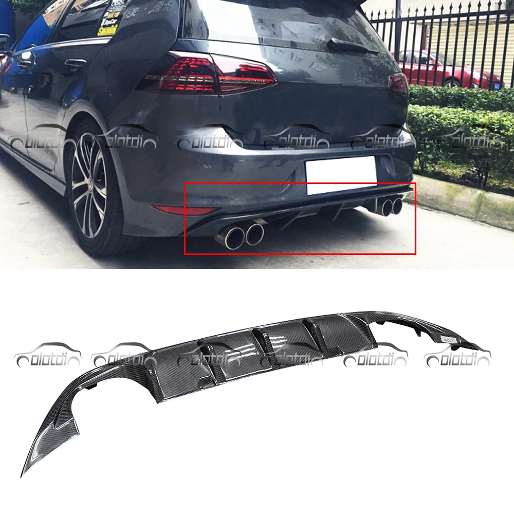 

for Volkswagen Golf 7 R Style Car Styling Carbon Fiber Rear Lip Body Kits Bumper Spoiler Diffuser Quad Exhaust Tips