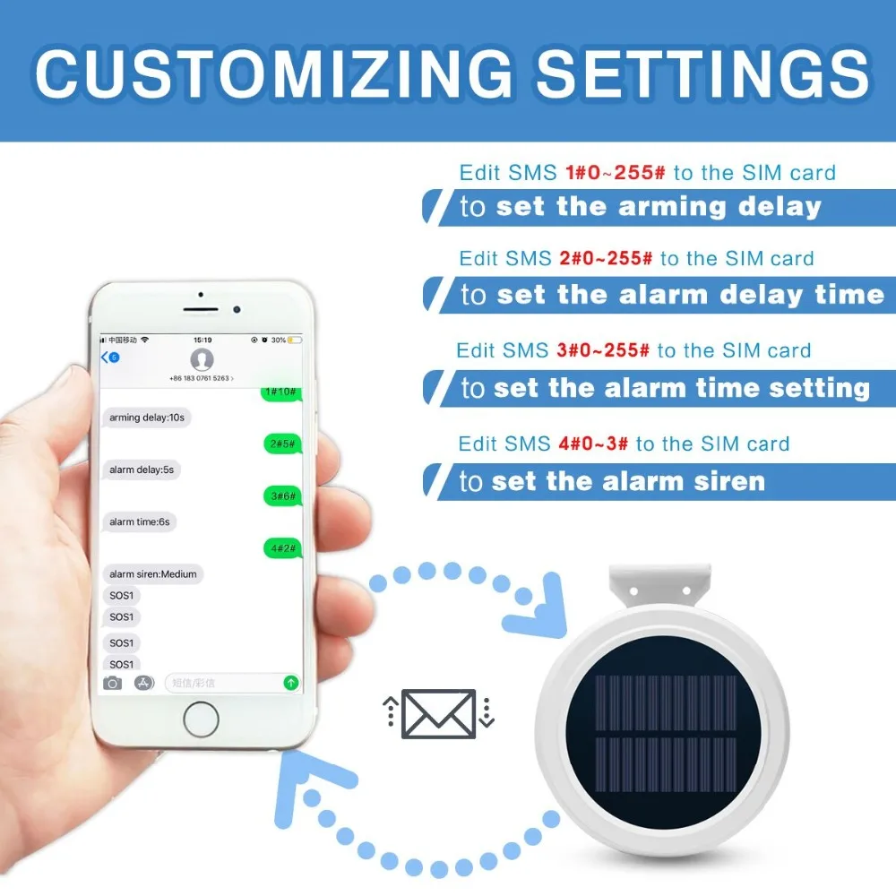 KOOCHUWAH Беспроводная GSM сигнализация для дома наружная Солнечная сигнализация Смартфон Дистанционное управление SMS уведомление набор вызова Домашняя безопасность