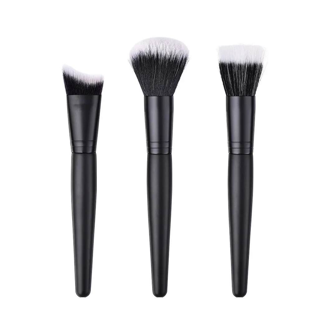 

3PCS Makeup Brush Set Wood Handle Synthetic Oblique Top Buffer Brush For Face Liquid Foundation Beauty Tool Kit Hot L58