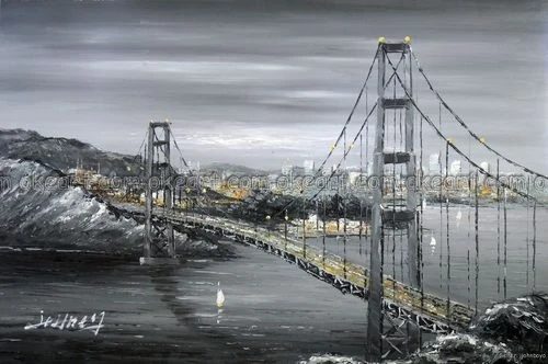 100 Hand Painted Golden Gate Bridge San Francisco Black White 100 Hand Painted Golden Gate Bridge San Francisco Black White Decoration Oil On Canvas Painting Free Shipping In Calligraphy From Home Garden