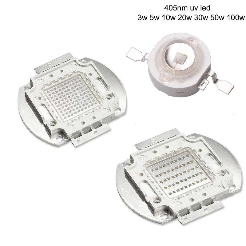 High Power Led Chip Uv Led 405nm Lamp 3w 5w 10w 20w 30w 50w 100w Ultraviolet Purple Epileds Cob Led Chip Light On Copper Pcb Led Chip Uv High Power Leduv Led 405nm
