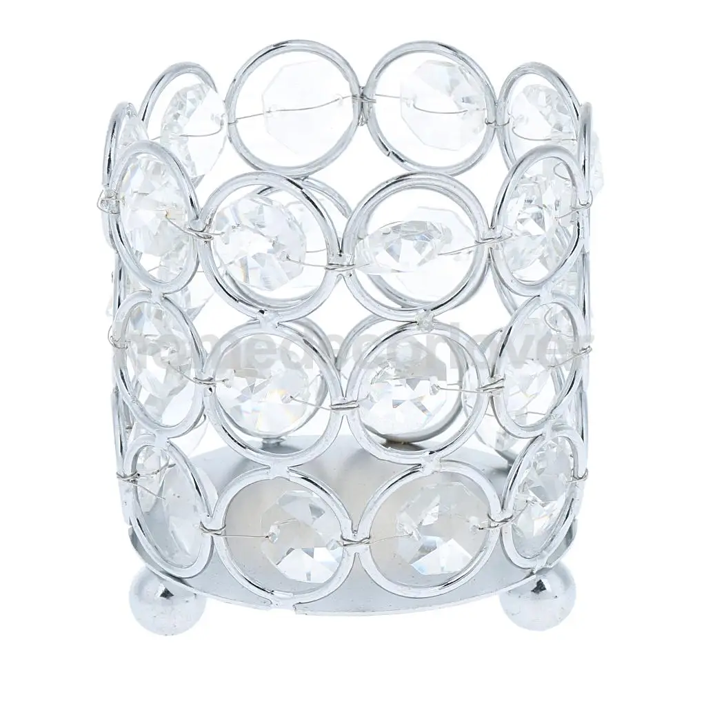 3'' Crystal Candle Holder Banquet Candlestick Tabletop Centerpiece Festive Holidays Wedding Supplies Lamp Decor 