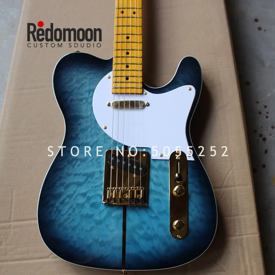 

Factory custom Tele electric guitar with gold hardwares quilted maple top maple fingerboard musical instrument shop