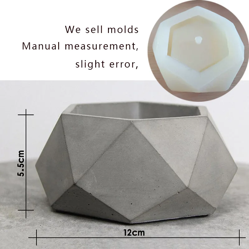 Много геометрических форм для горшков, силиконовые формы для цементных горшков, геометрические гипсовые формы для бетонных Горшков - Цвет: 12x5.5