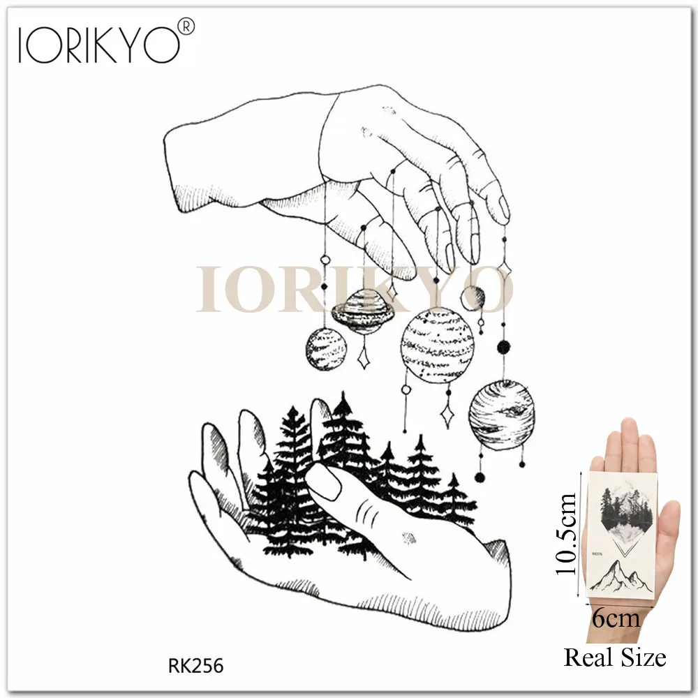 Временные татуировки IORIKYO с желтой лисой женские акварельные тату изображением