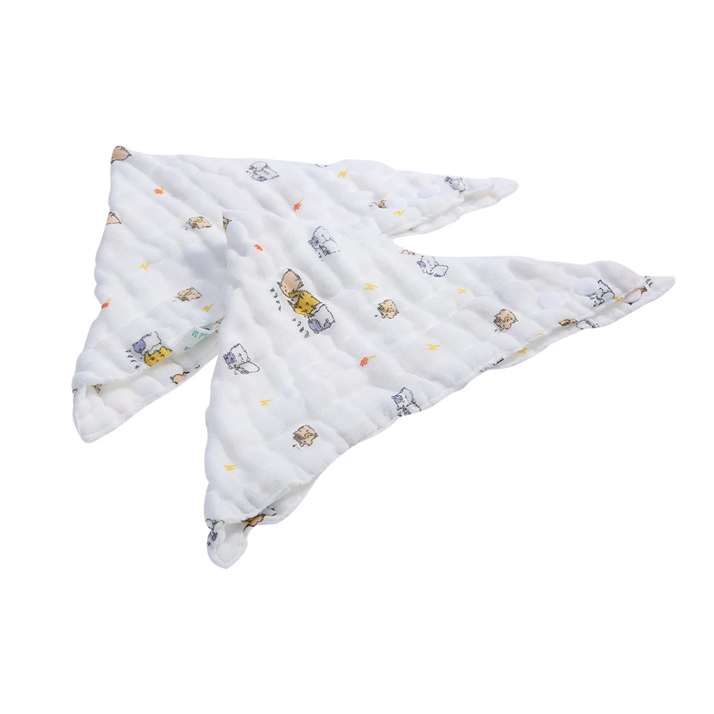 

2 Pack 16.5 * 7.9in Baby Bibs 100% Organic Muslin Cotton Absorbent 6 Layers Drooling Teething Feeding Bibs Non-toxic dyes Bibs