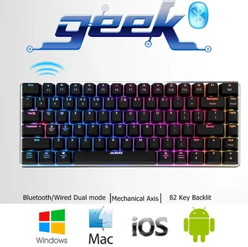 

AK33 Bluetooth Wired/Bluetooth Dual Mode Tablet,Notebook ,PC Mechanical Keyboard Support 3 Devices At The Same Time Blue Axis